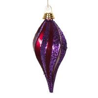 Vickerman 12" Cerise-Purple Candy Glitter Swirl Drop Ornament