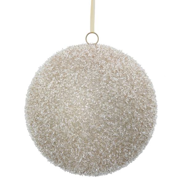 8" Champagne Glitter Ball Ornament