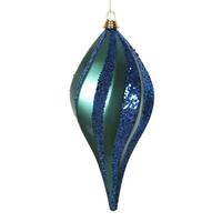 Vickerman 16" Teal / Sea Blue Candy Glitter Swirl Drop Ornament