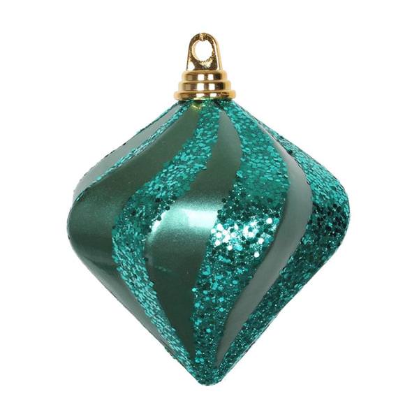 6" Emerald Candy Glitter Swirl Diamond Ornament
