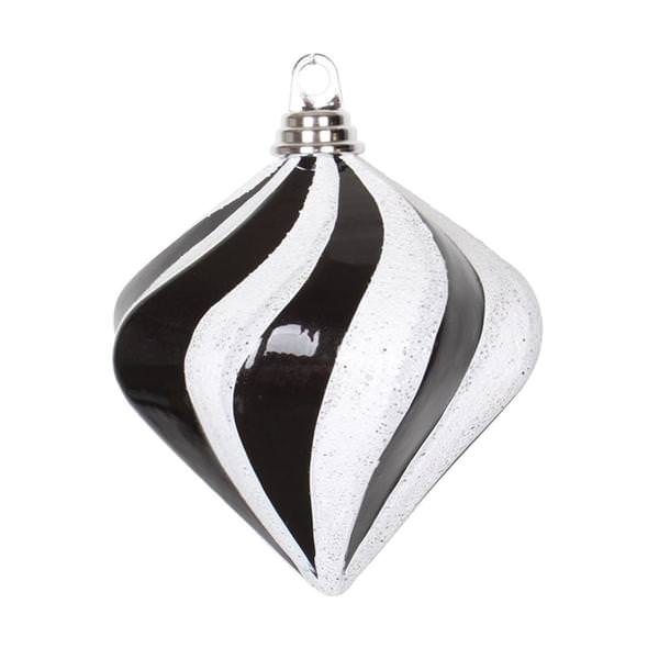 10" Black / Silver Candy Glitter Swirl Diamond Ornament