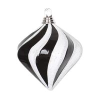 View 6" Black / Silver Candy Glitter Swirl Diamond Ornament