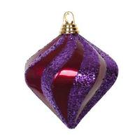 Vickerman 6" Diamond Swirl Dark Cerise Purple Glitter Ornament