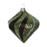 Vickerman 6" Black Diamond Swirl Lime Green Glitter Ornament