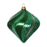 View 6" Green Candy Glitter Swirl Diamond Ornament