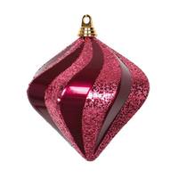 Vickerman 6" Magenta Candy Glitter Swirl Diamond Ornament