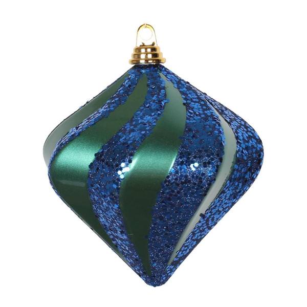 10" Teal / Sea Blue Candy Glitter Swirl Diamond Ornament