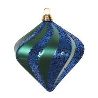 Vickerman 10" Teal / Sea Blue Candy Glitter Swirl Diamond Ornament