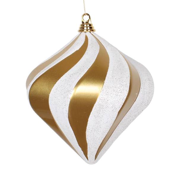 6" Gold / Silver Candy Glitter Swirl Diamond Ornament