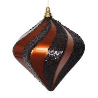 Vickerman 10" Copper / Black Candy Glitter Swirl Diamond Ornament
