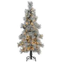 Vickerman 6' x 33" Artificial Flocked Stone Pine 200 Warm White Italian LED Lights