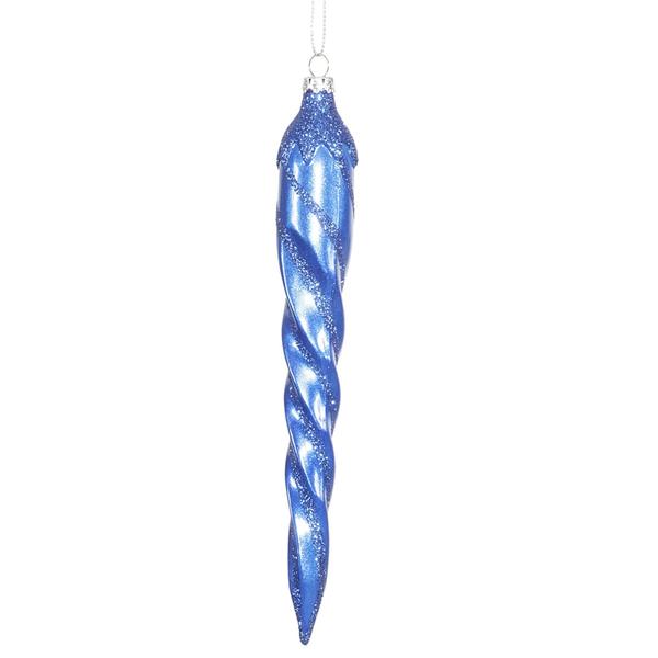 7.7" Blue Spiral Glitter Icicle Ornament (8 pack)
