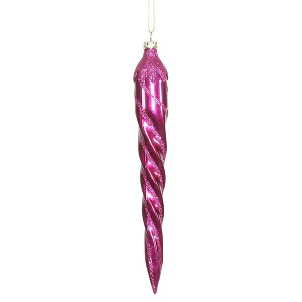 7.7" Magenta Candy Glitter Icicle Ornament (8 pack)