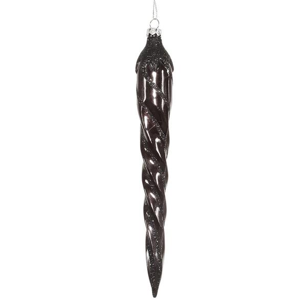 7.7" Black Candy Glitter Icicle Ornament (8 pack)