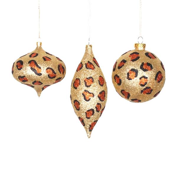 4" - 7" Gold / Copper / Black Glitter Onion Ornament (3 pack)