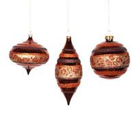 Vickerman 4" - 7" Copper / Cheetah Glitter Onion Ornament (3 pack)