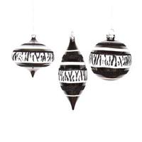 Vickerman 4" - 7" Chrome / Zebra Glitter Onion Ornament (3 pack)