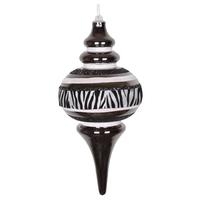 Vickerman 10" Chrome / Zebra Shiny Glitter Finial Ornament