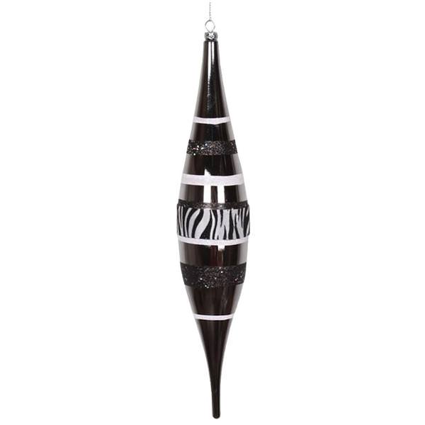 13" Chrome / Zebra Shiny Glitter Drop Ornament