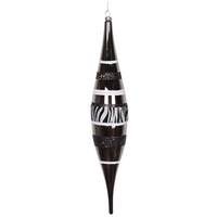 Vickerman 13" Chrome / Zebra Shiny Glitter Drop Ornament
