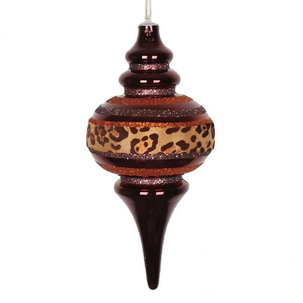10" Copper / Cheetah Shiny Glitter Finial Ornament