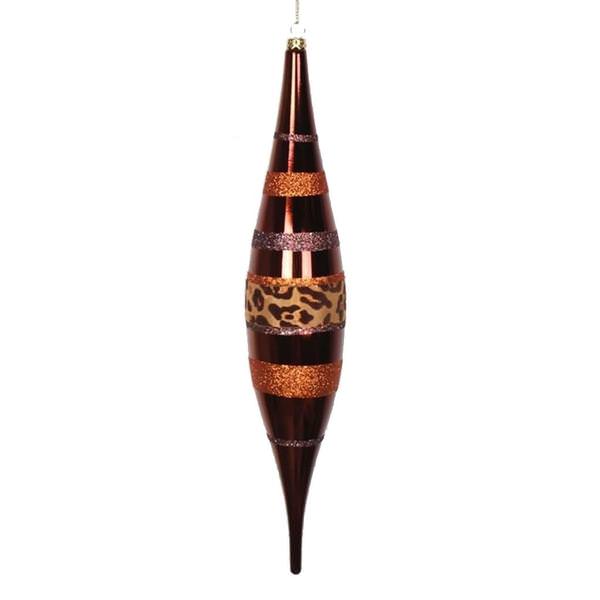 13" Copper / Cheetah Shiny Glitter Drop Ornament