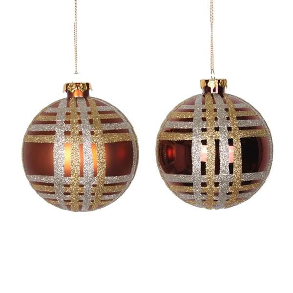4" Copper / Champagne / Gold Shiny Matte Glitter Ball Ornament (4 pack)