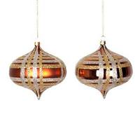 Vickerman 4" Copper / Champagne / Gold Shiny Matte Glitter Onion Ornament (4 pack)