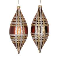 Vickerman 7" Copper / Champagne / Gold Shiny Matte Glitter Drop Ornament (4 pack)