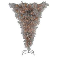 Vickerman 7' x 68" Silver White Pine Upside Down 600 Clear DuraLit Miniature Lights