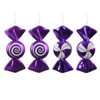 Vickerman 4" Purple / White Candy Assorted Ornament (4 pack)