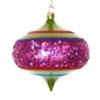 Vickerman 4" Lime / Cerise / Purple / Red Glitter Onion Ornament (4 pack)