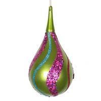 Vickerman 4" Lime / Cerise / Purple / Red Candy Glitter Drop Ornament
