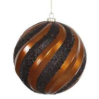 Vickerman 6" Copper / Black Candy Glitter Swirl Ball Ornament