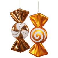 Vickerman 12" Orange / White Candy Assorted Ornament (2 pack)