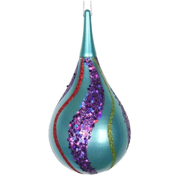 4" Multi Color Drop Glitter Ornament