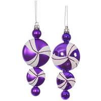 Vickerman 6" Purple / White Candy Dangle Ornament (4 pack)