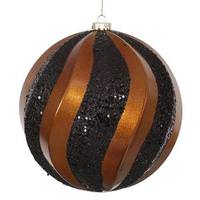 Vickerman 8" Copper / Black Matte Glitter Swirl Ball Ornament