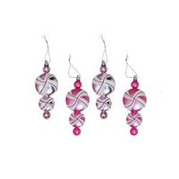Vickerman 6" Pink / White Candy Dangle Ornament (4 pack)