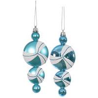 Vickerman 6" Teal / White Candy Dangle Ornament (4 pack)