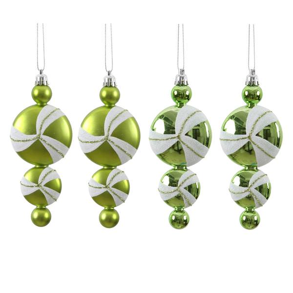 6" Lime / White Candy Dangle Ornament (4 pack)