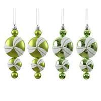 Vickerman 6" Lime / White Candy Dangle Ornament (4 pack)