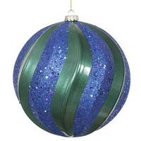 Vickerman 8" Teal / Sea Blue Matte Glitter Swirl Ball Ornament