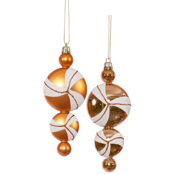 6" Orange / White Candy Dangle Ornament (4 pack)