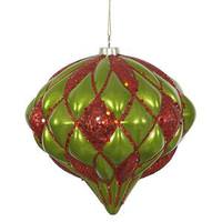 Vickerman 5.7" Lime / Red Matte Glitter Diamond Onion Ornament