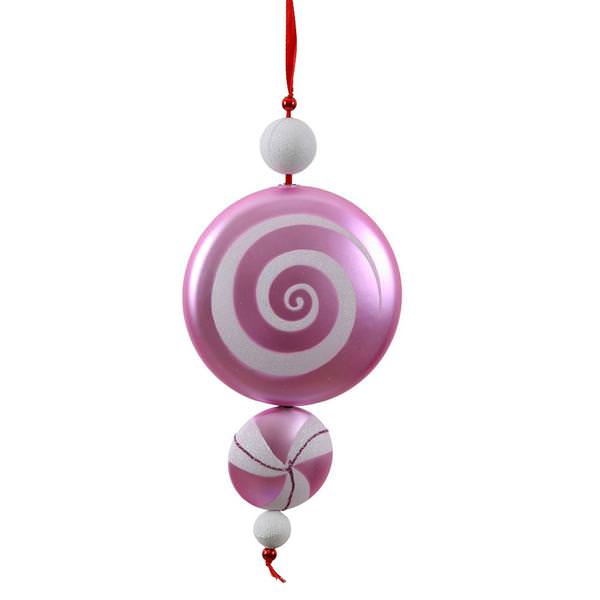 9" Pink / White Candy Dangle Ornament (2 pack)