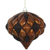 Vickerman 5.7" Copper / Black Matte Glitter Diamond Onion Ornament