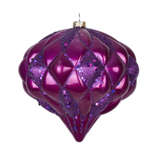 5.7" Magenta Diamond Onion Glitter Ornament
