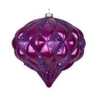Vickerman 5.7" Magenta Diamond Onion Glitter Ornament