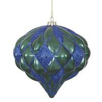 Vickerman 5.7" Teal-Sea Blue Diamond Onion Glitter Ornament